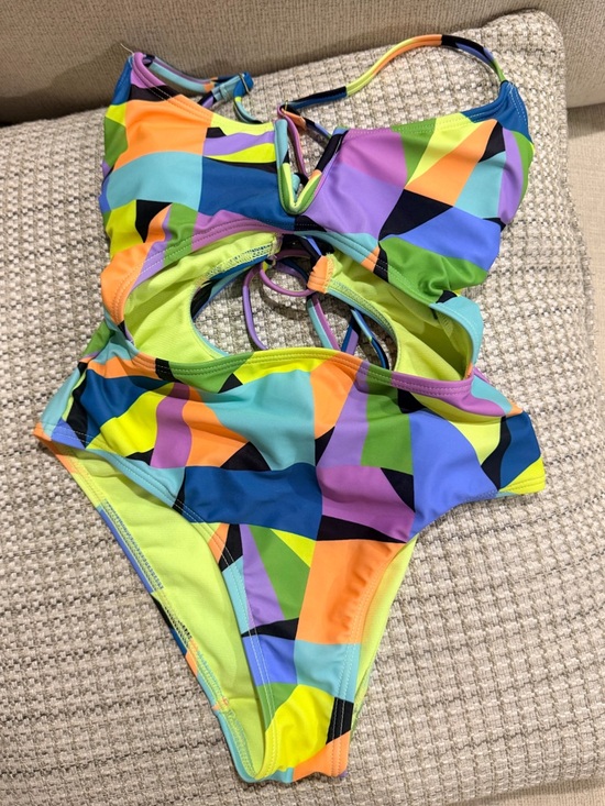 No Boundaries Other - No Boundaries Multicolor Geometric Cutout One-Piece Swimsuit